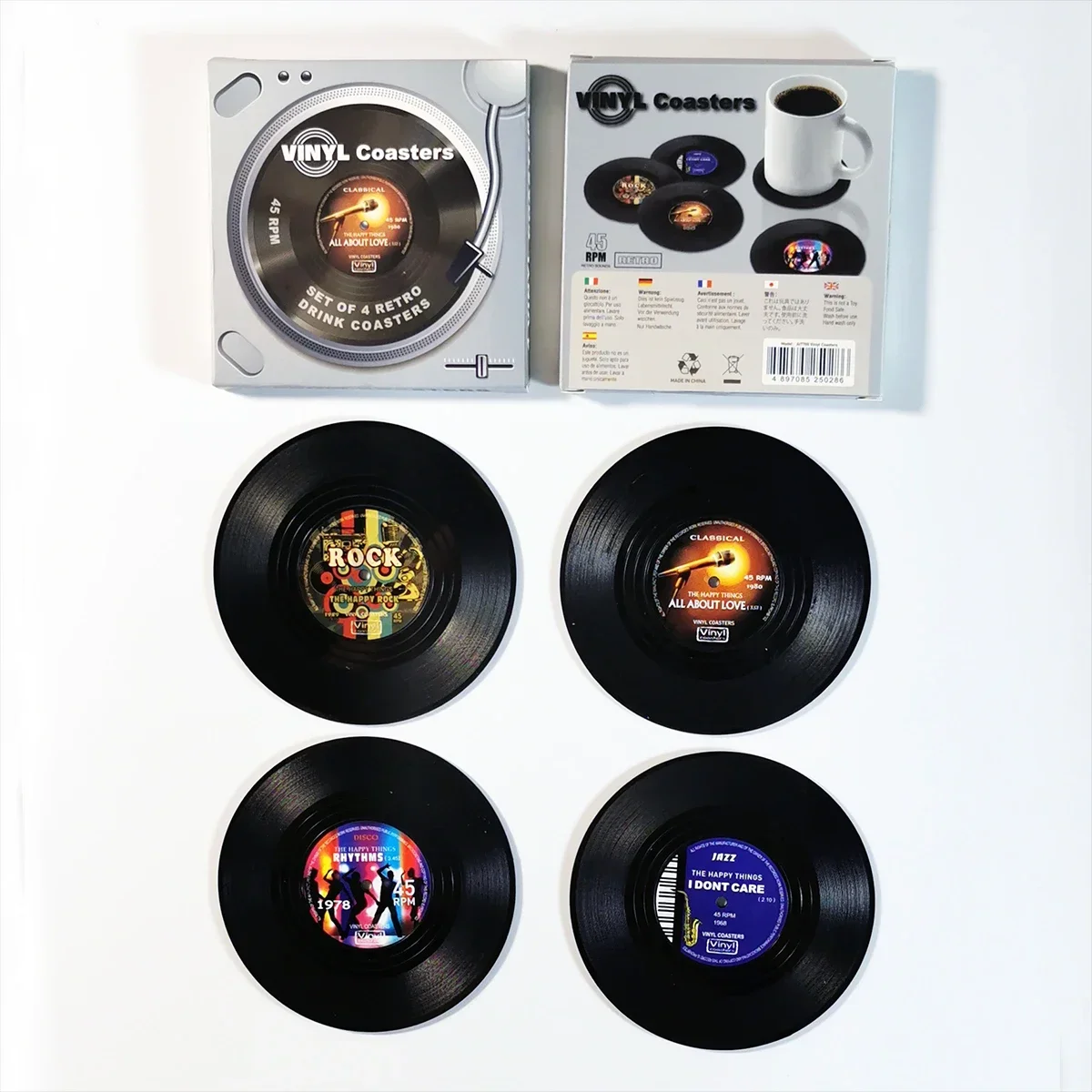 Anti-slip Retro Cup Mat Vinyl Record 4/6pcs Coasters Music Drink Holder Mug Table Placemat Heat-resistant Non Slip ROCKABILLY