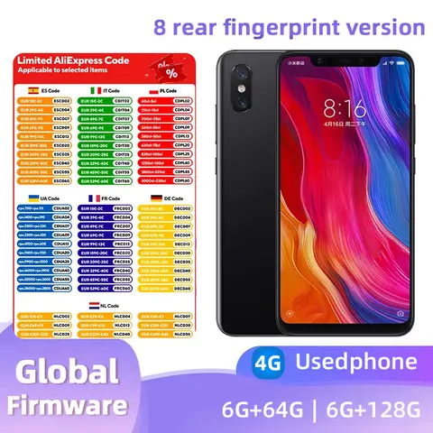 Xiaomi 8 rear fingerprint version 4G Android 6.21 inch RAM 6G ROM 64G Qualcomm Snapdragon 845 Used phone