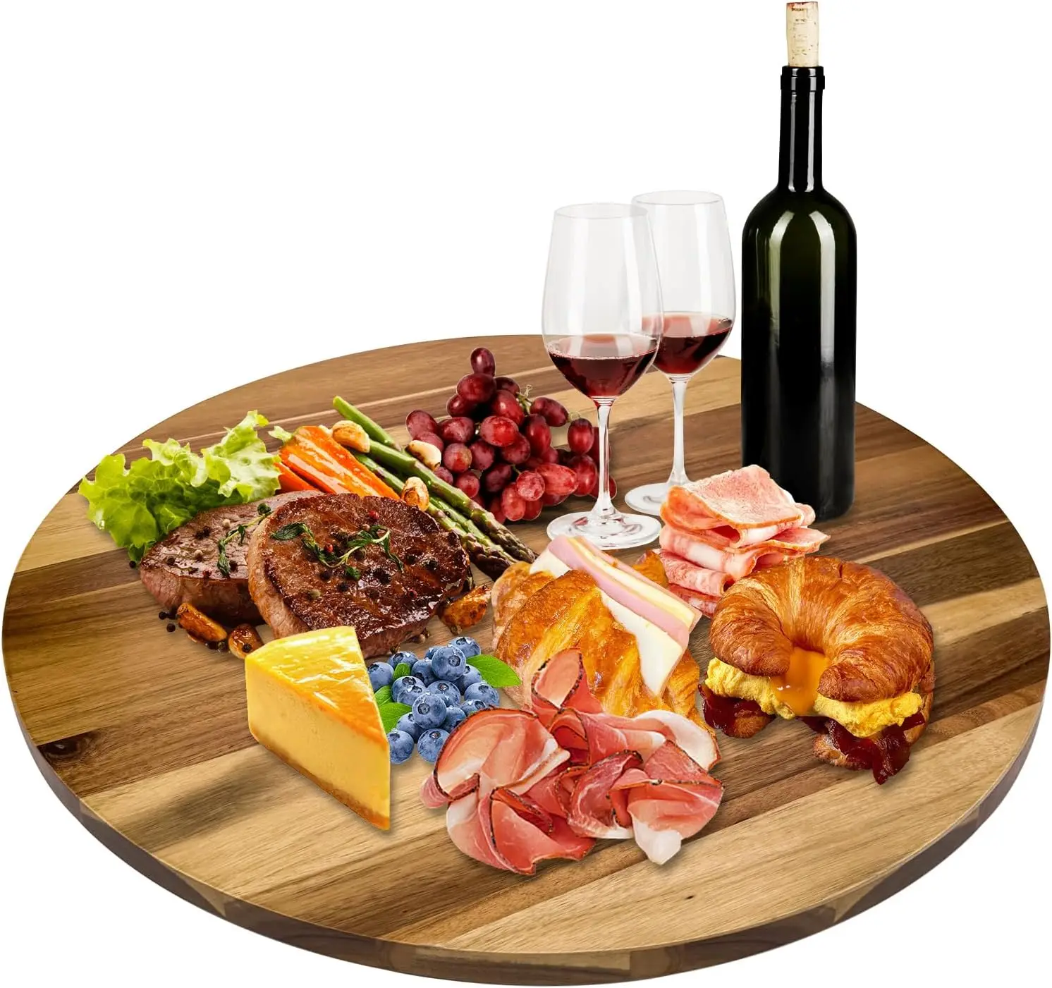 

Вращающаяся подставка (Ленивая Сьюзен) из акации 20 дюймов для обеденного стола, большой вращающийся органайзер для хранения, прочный, для шкафа, столешницы, кладовой