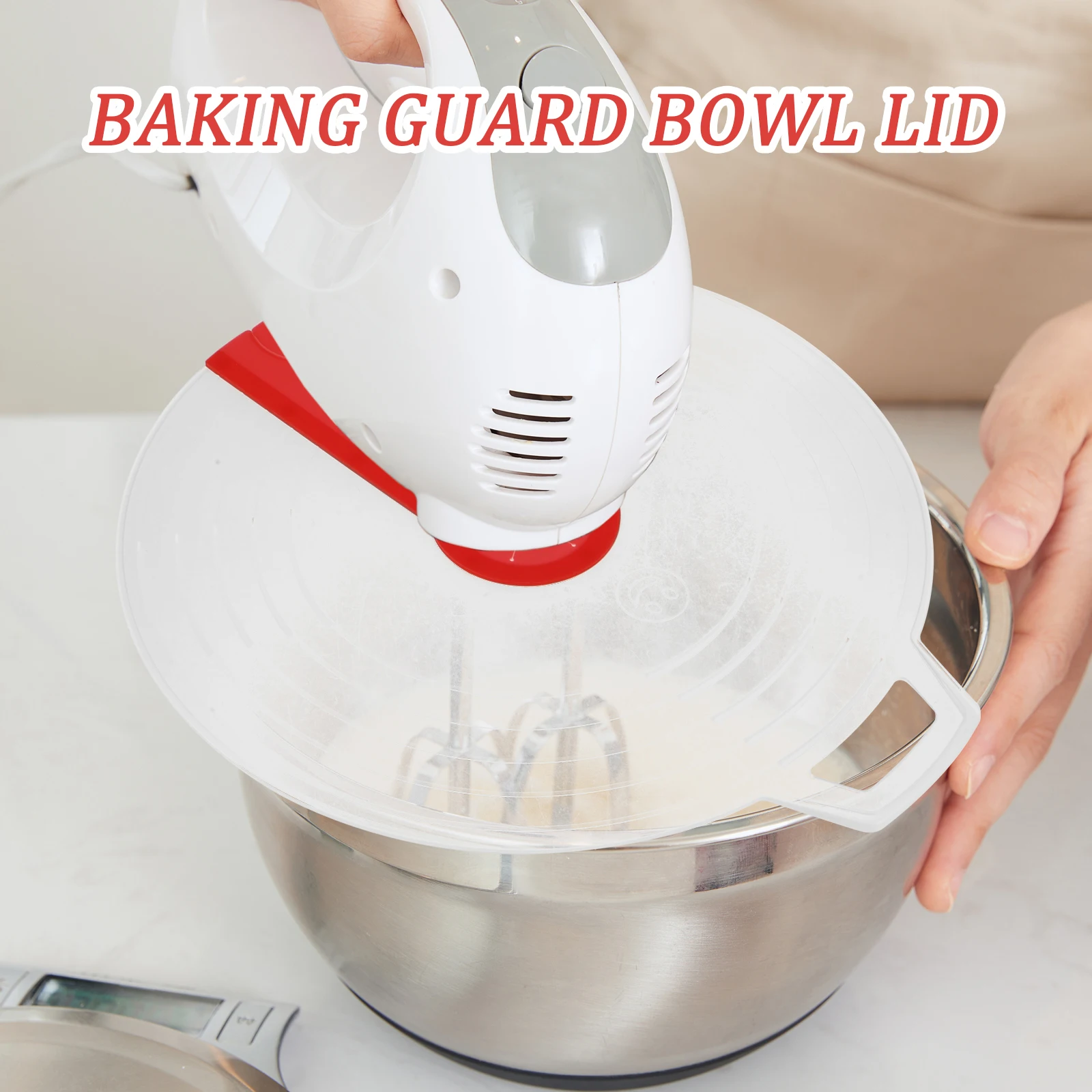 

Silicone Splash proof Lid for Mixing Bowls Reusable Egg Mixer Cover Baking Guard Bowl Whisk Shield Kitchen Cooking Tool Easy
