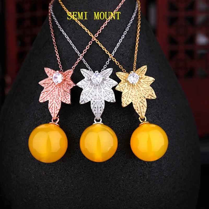 

Women Pendant 925 Sterling Silver Pearl Round Bead Semi Mount Pendant CZ Cubic Zirconia Jewelry Setting