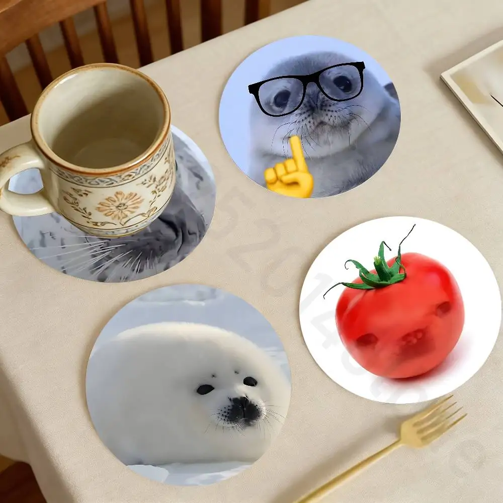 

Seal Sea Cute Wooden Coaster Set Coffee Teacup Decoration Coffee Shop Beverage Shop Family Restaurant