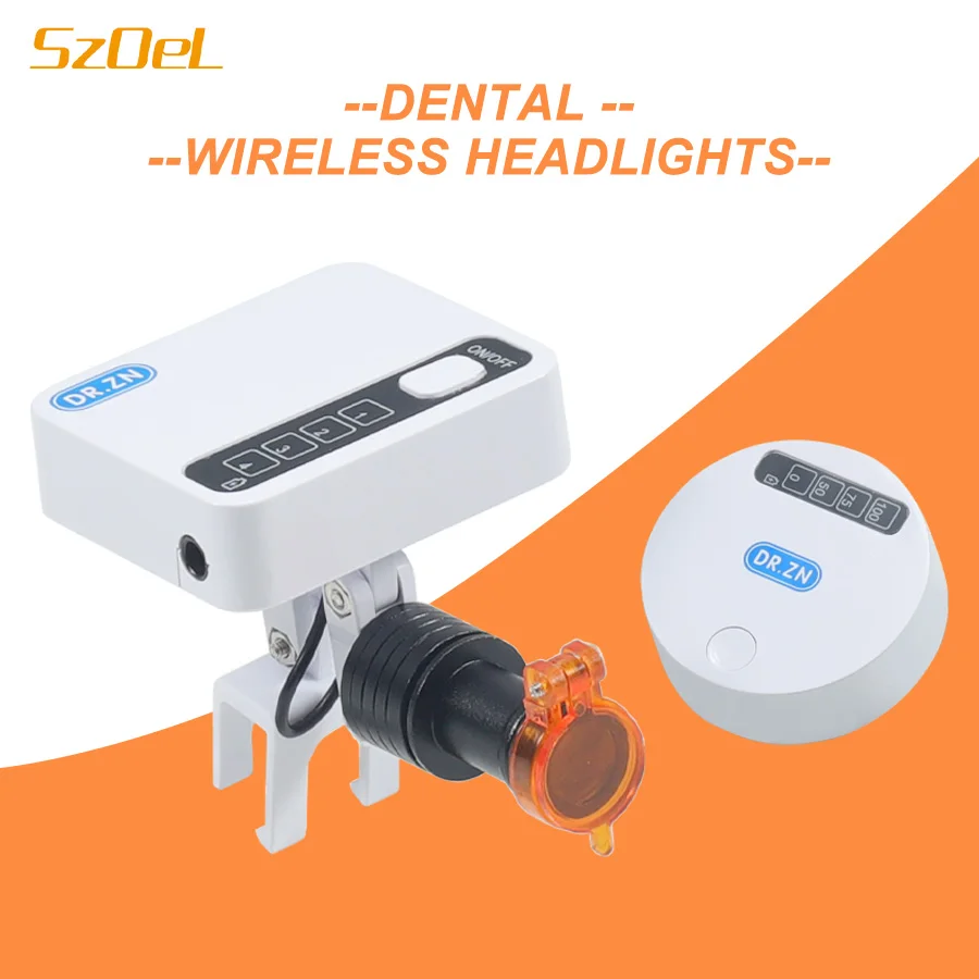 Dental Oral Surgery Loupes 5W Wireless Clip on LED Headlight with Optical Filter Set, Paired with Two Batteries