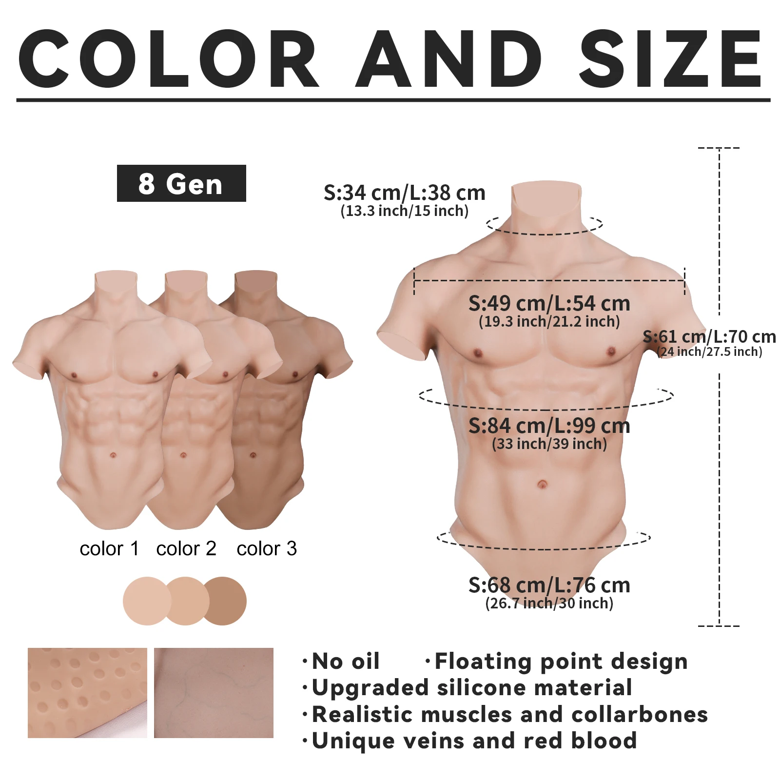 CYOMI Handmade Realistic Silicone Muscles Cosplay Costumes Fake Chest For Man Fake Abs Cover Your Belly For Crossdresser