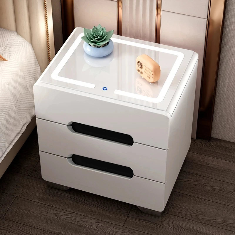 Intelligent Bedside Table Bedroom Storage Mobile Modern Smart Charging White Cabinet Home Furniture