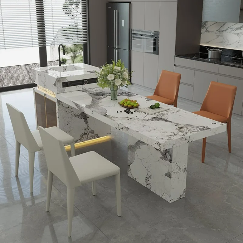 Island table integrated modern simple household multi-functional high-end light luxury rock slab guide platform