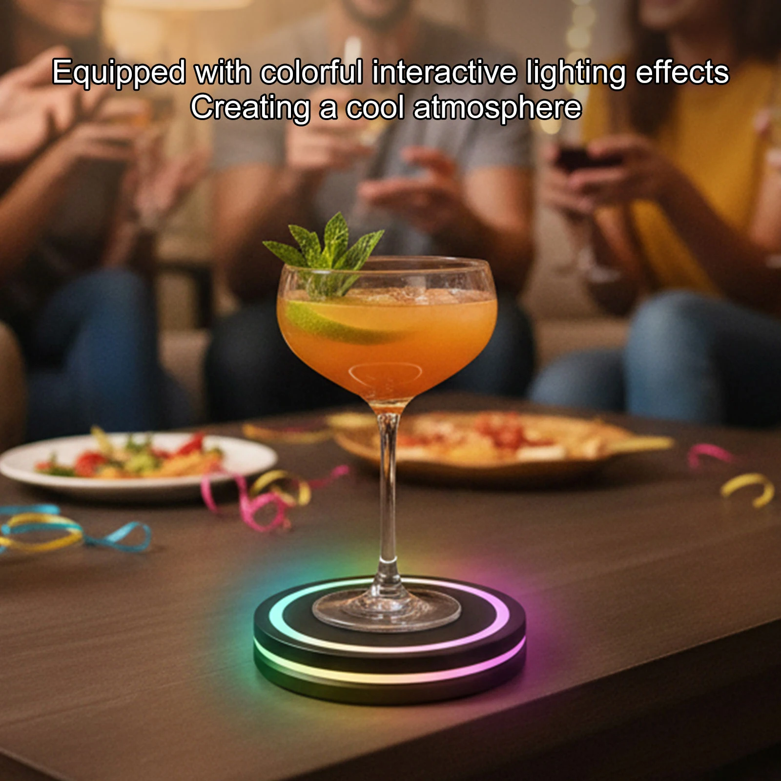 Smart Cocktail Coaster for Drinks Flash Cup Coaster with Built-in Smart Sensing Tech for Bar Table Decoration Accessories