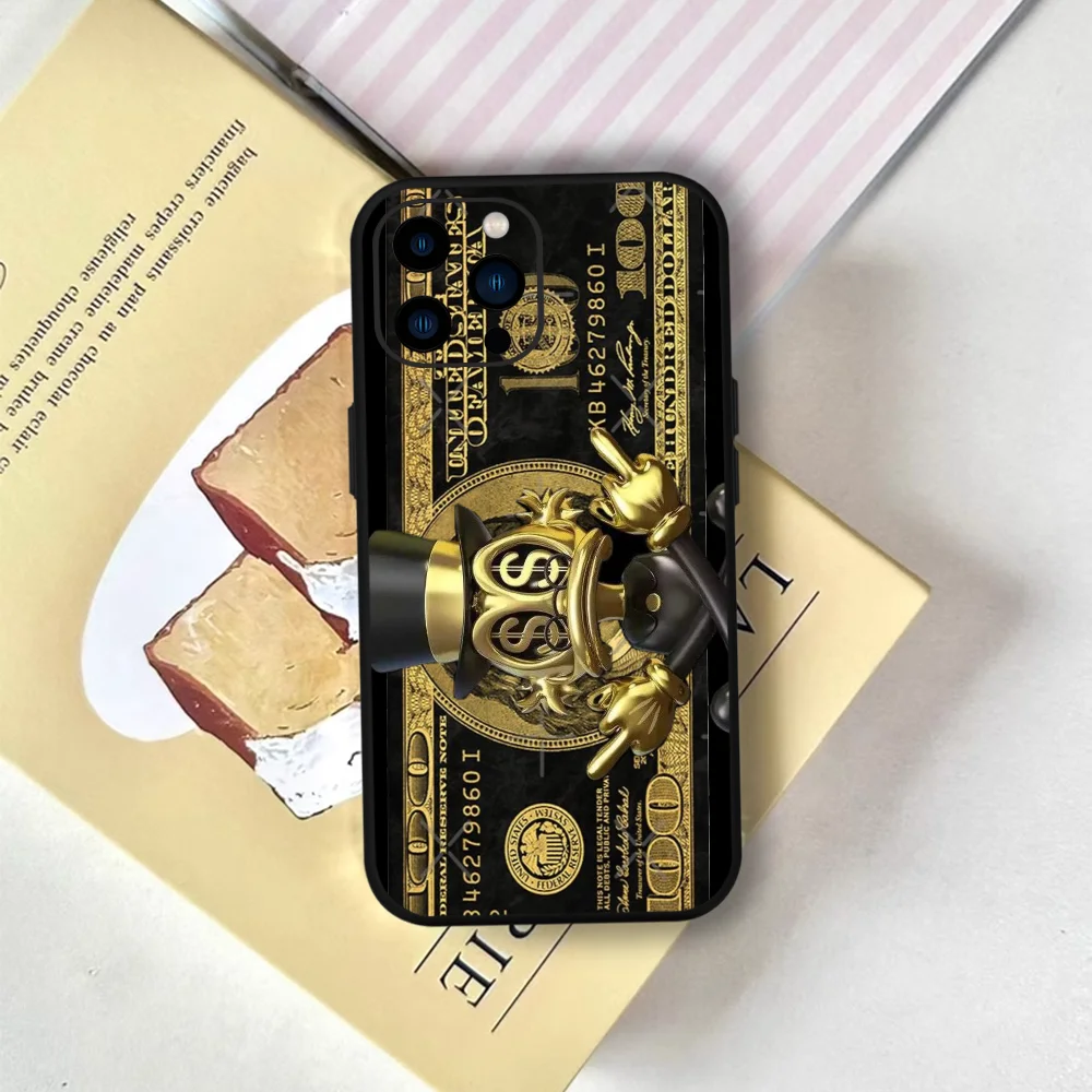 쿨 G-그래피티 M-머니 P-패턴 폰 케이스 펀다 (아이폰 12, 11, 13, 14, 15, 16, 17 미니, 맥스, 프로, 플러스용) 소프트 실리콘 블랙 커버