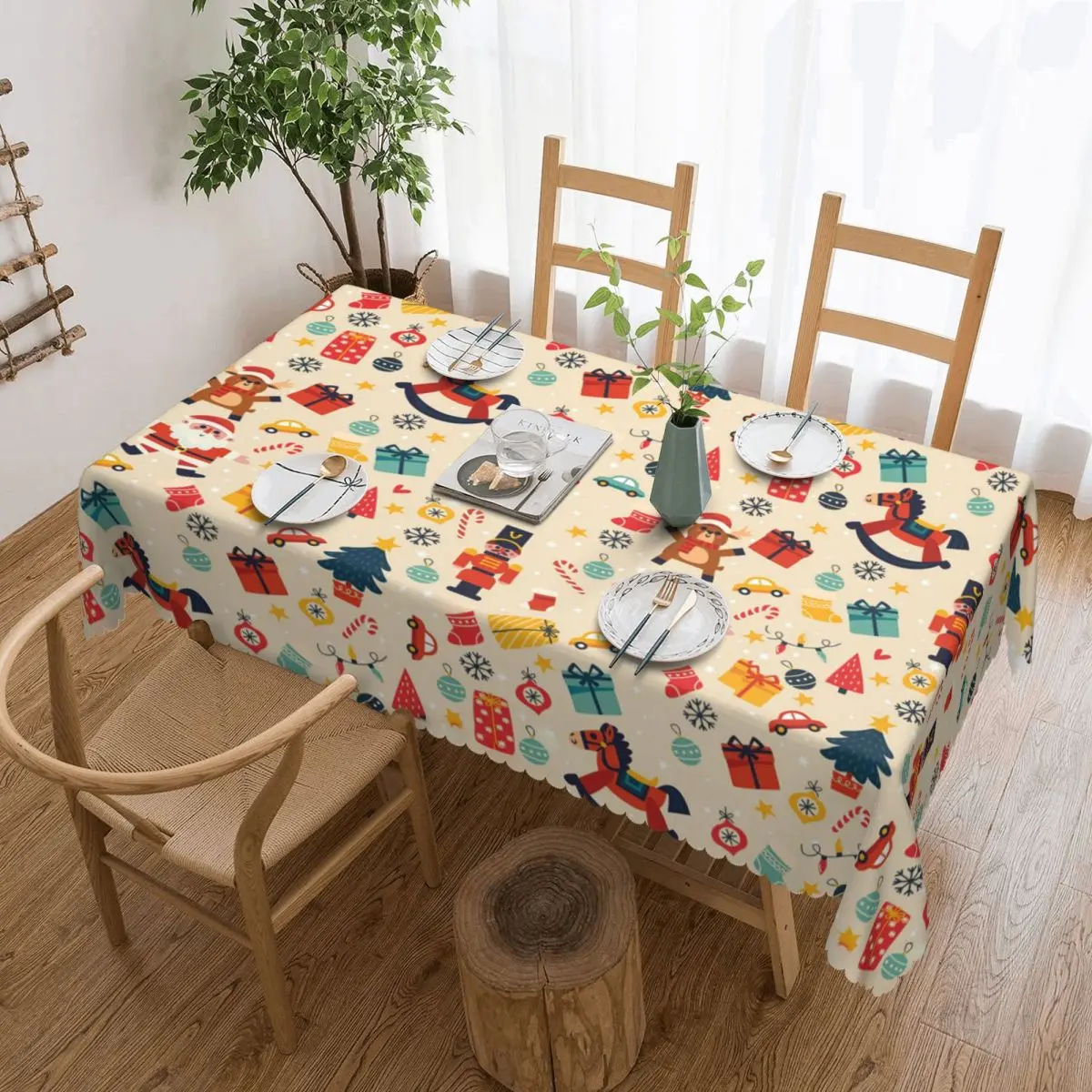 Customized Rectangular Christmas Wallpapers Tablecloth Fit 40