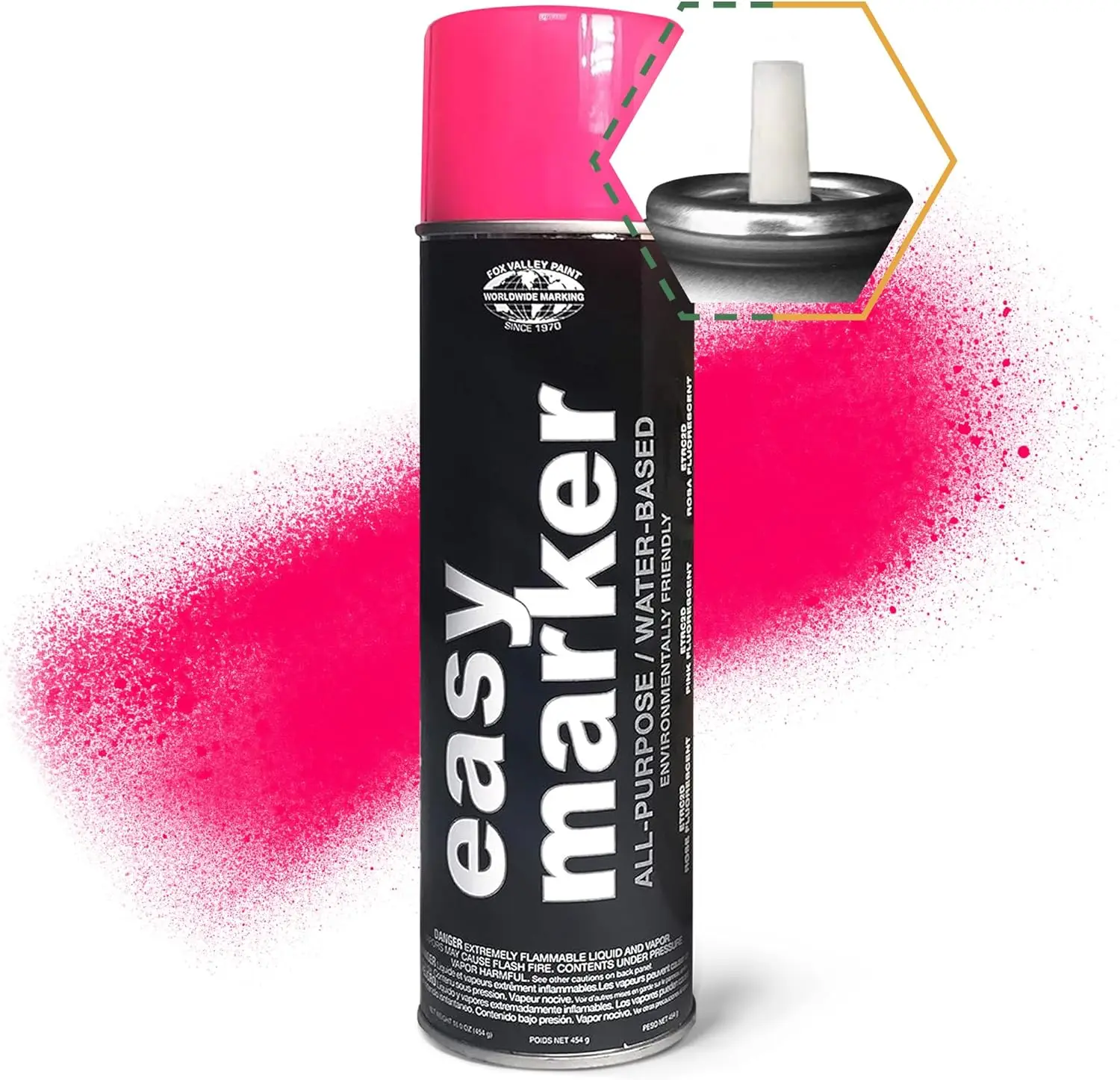 Fox Valley Easy Marker Inverted Utility Marking Spray Paint - Easy Use Inverted Marking Paint Spray Can, Grass Marking Paint &