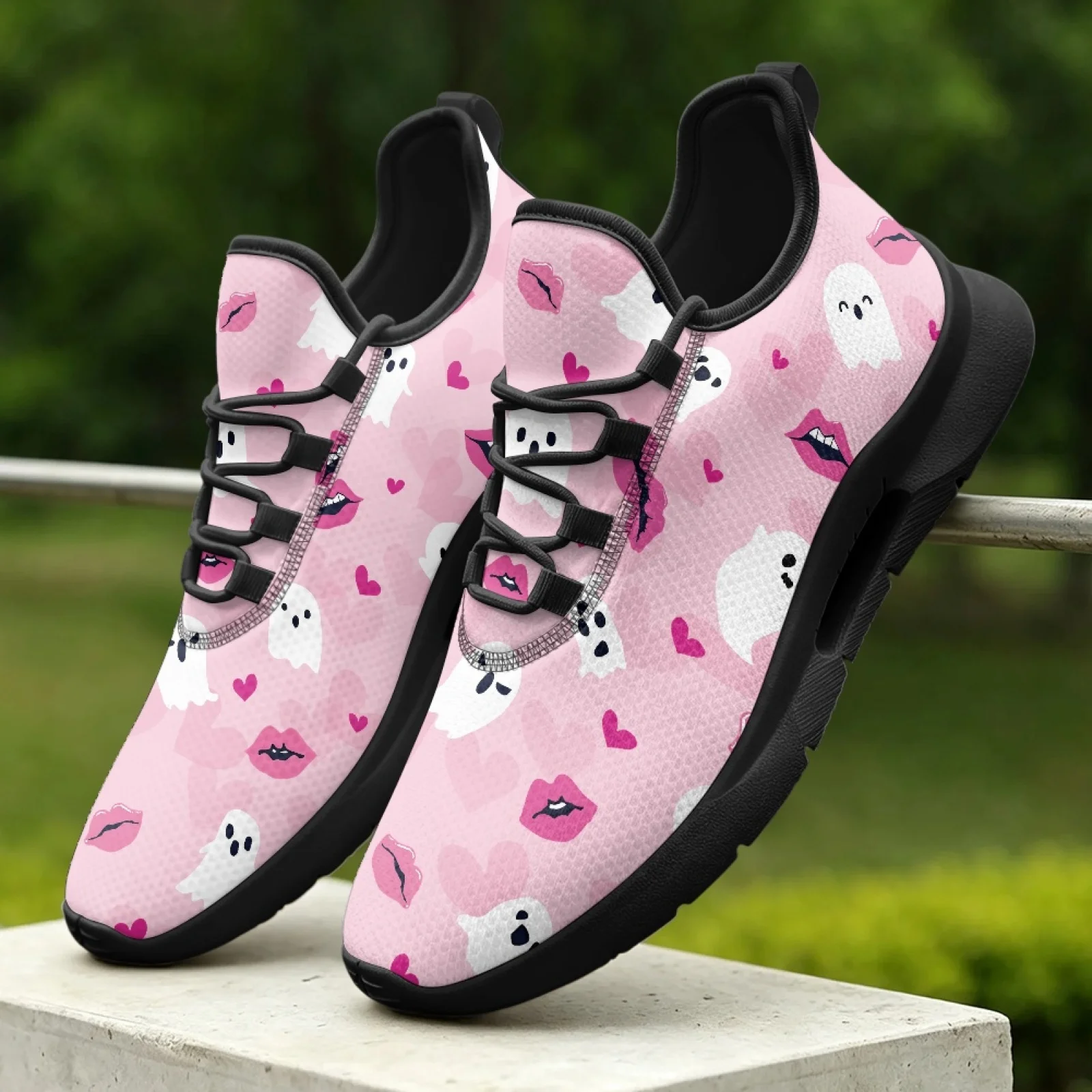 PENSTROLL Ghost Lips Print Breathable Fashion Walking Shoe Mens Tennis Shoes for Male Driving Business