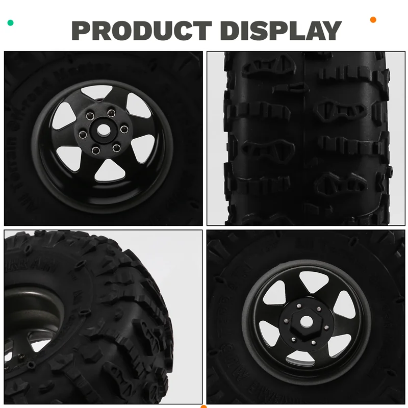 

AS96-4Pcs 122Mm 1.9 Inch Metal Beadlock Wheel Rim Rubber Tire Set For 1/10 RC Crawler Car TRX4 D90 D110 Axial SCX10
