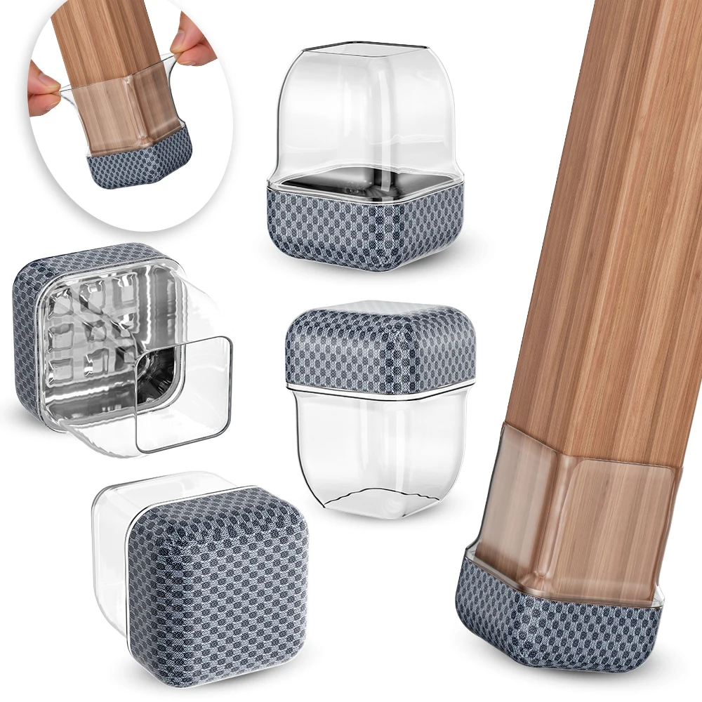 16PCS Chair Leg Floor Protectors Smooth Nylon Bottom Won’t Trap Pet Hair Silicone Chair Leg Caps No Scratch for Hardwood Floors