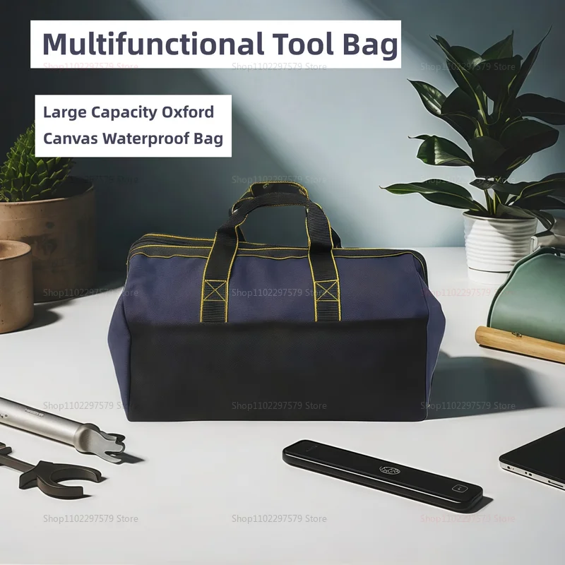 Multifunctional Tool Bag Large Capacity Waterproof Oxford Canvas Thickened Wear-Resistant Electrician Repair Storage Bag