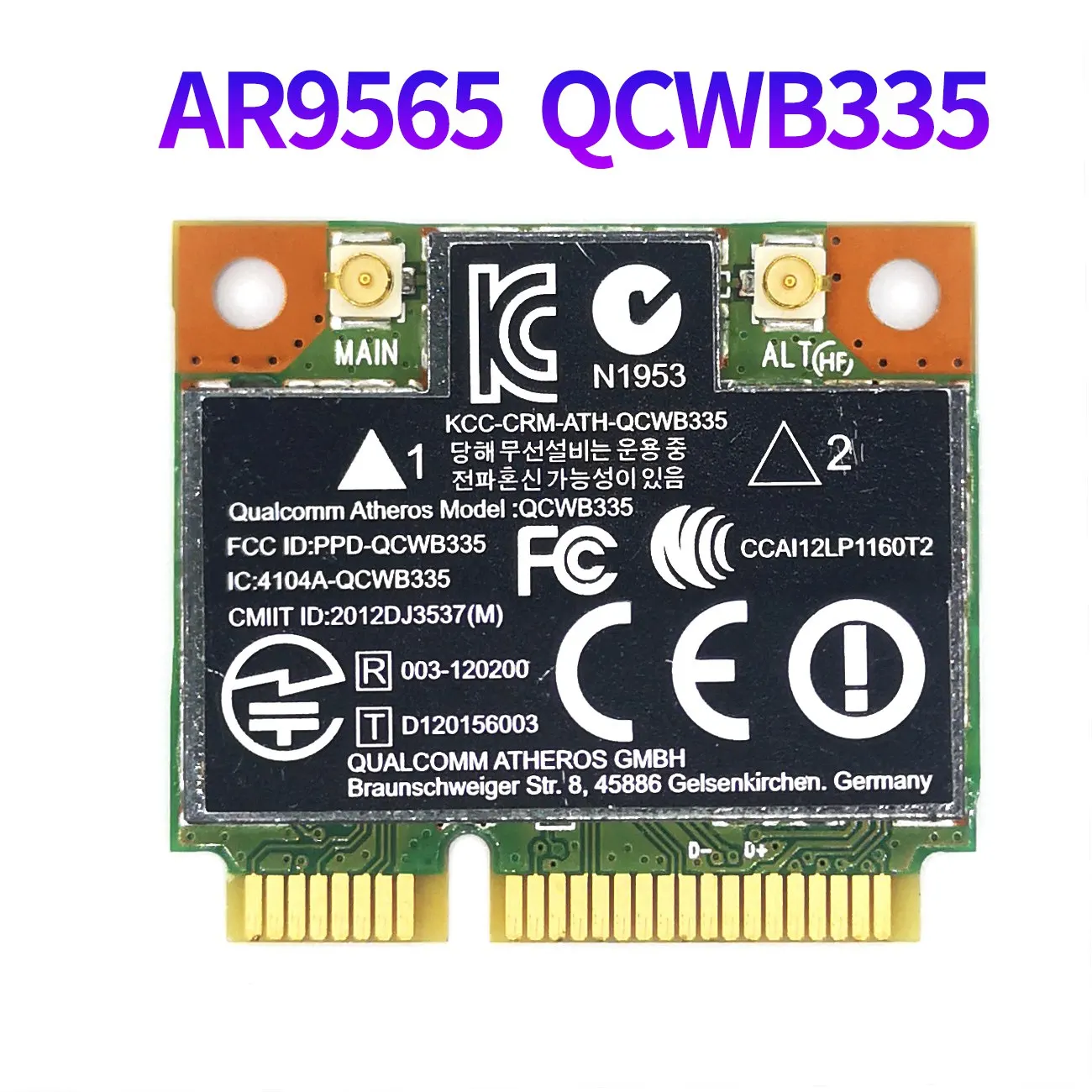 Wi-Fi-карта T88C AR9565 QCWB335 Mini PCIE Bluetooth 4,0 150 Мбит/с 2,4G для системы XP Win7 Win8 Linux