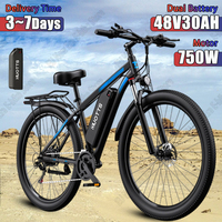 48V30AH Dual Lithium Battery E-bike 750W Powerful Brushless Motor Aluminum Alloy Electric Bike 29*2.1 Inch Tire Electric Bicycle