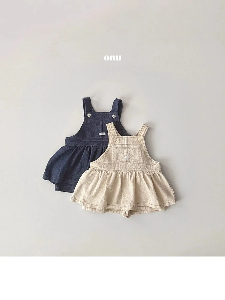 2025 Autumn New Children Sleeveless Denim Strap Dress Infant Girl Loose Culottes Toddler Boys Denim Overalls Kids Clothes