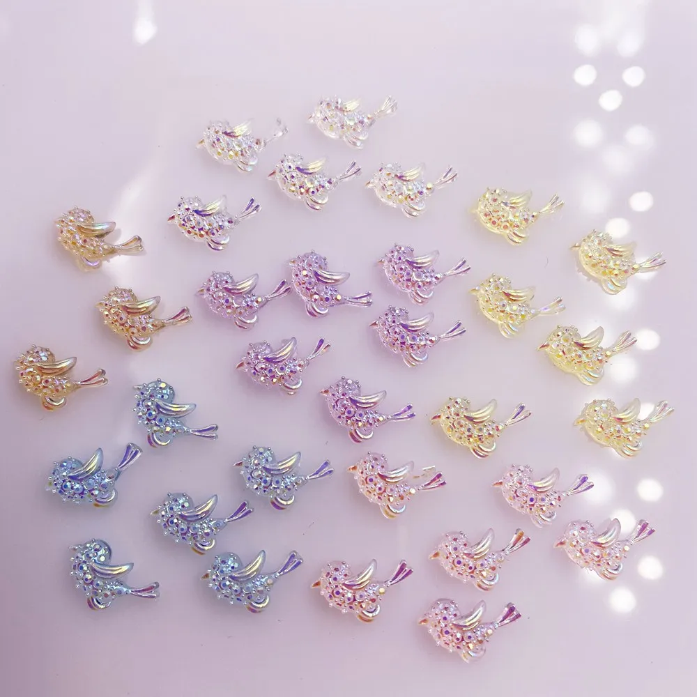 8*11mm Mini Shiny Birdie Nail Art 100PCS Nail Gems Rhinestone Figurine Appliques Scrapbook DIY Manicure Accessories Decor OL620