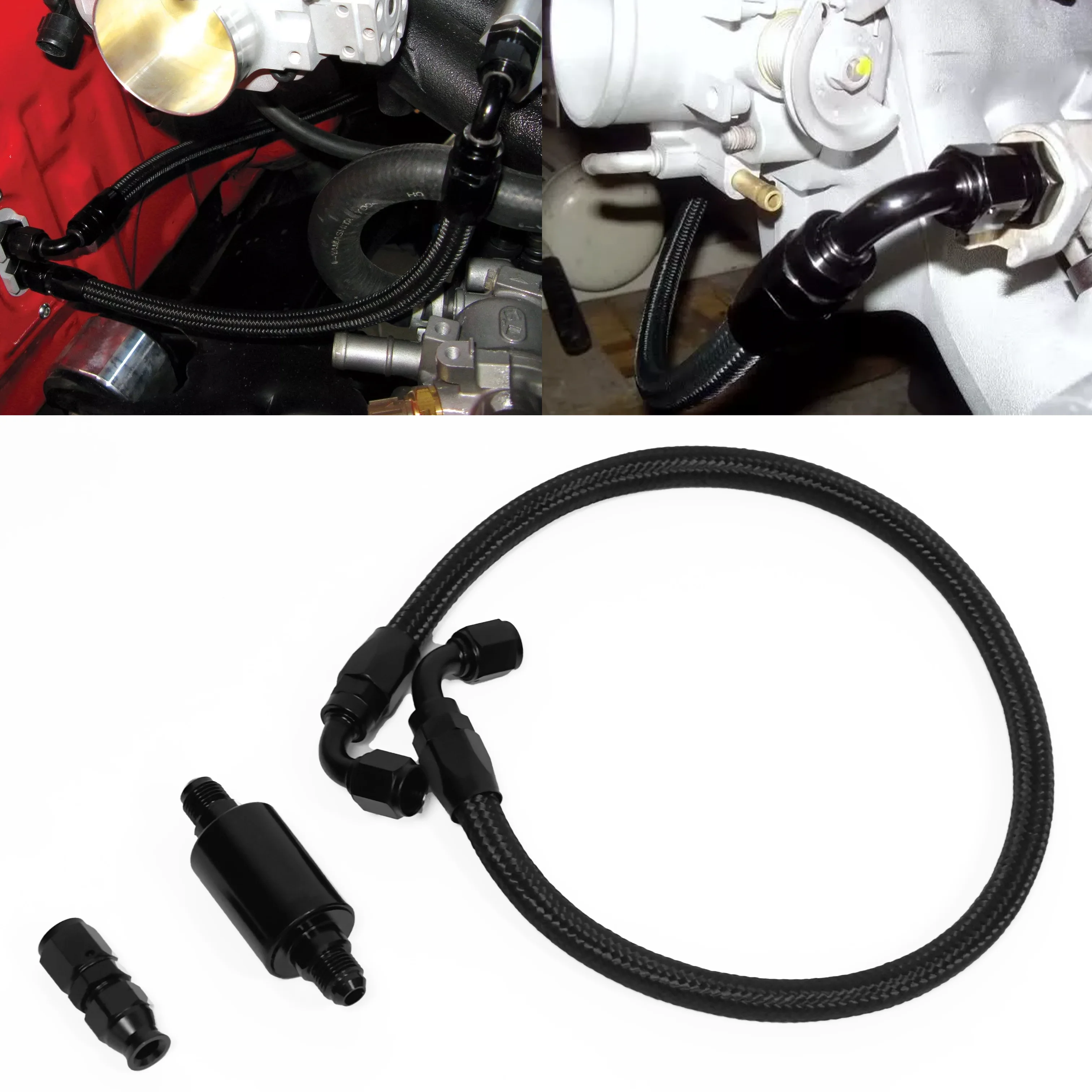 

AN6 Filter Tucked Fuel Line Fittings Kit Inline Filter for Honda Civic Integra B/D Series EG EK DC2 CRX EF
