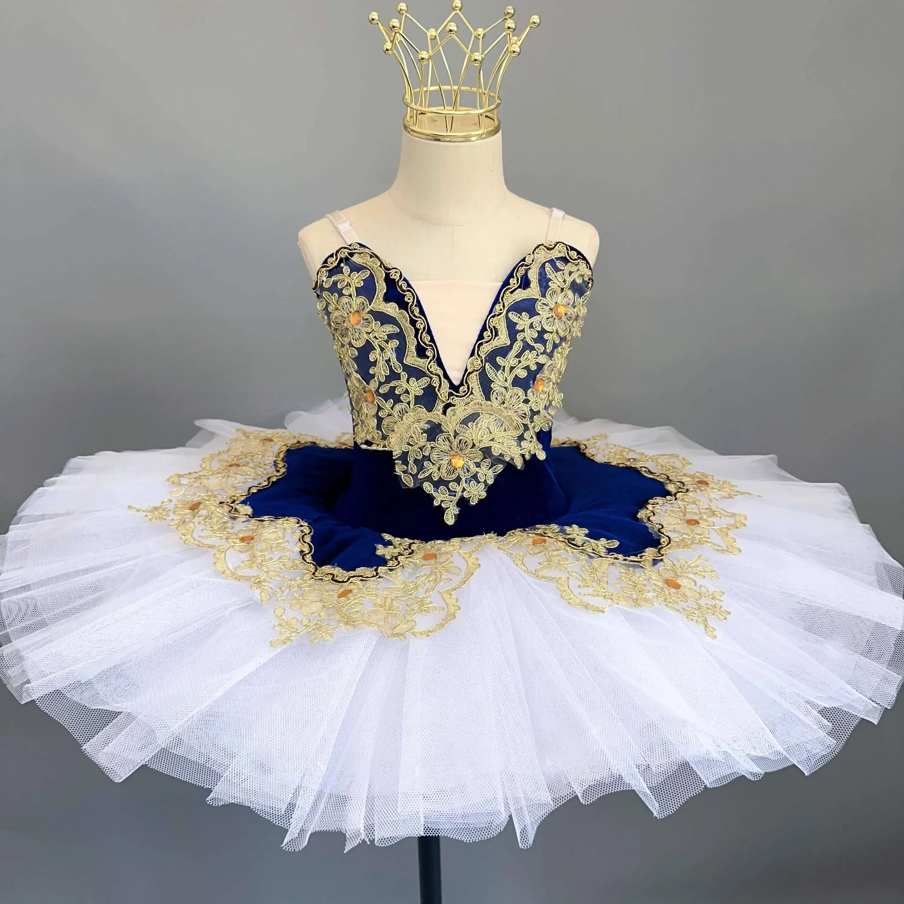 Costume da spettacolo di balletto per ragazze Costume da ballo professionale per il lago dei cigni con gonna TUTU gonfia per bambini