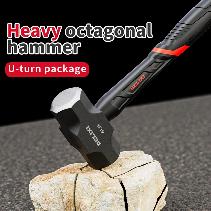 Hammer, octagonal hammer, hammer tool, solid wall smashing hammer, even weight hand hammer, integrated wall demolition