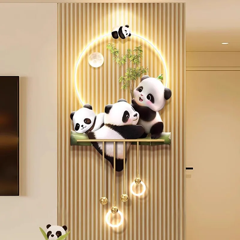 3D Three Dimensional Entrance Wall Lamp Home Decoration Living Room Background Wall Light Panda Landscape Painting Wall Lights