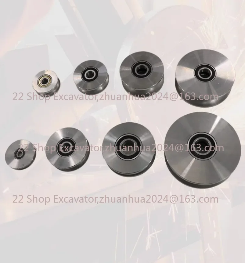 45# Steel Pulley U-shaped V-shaped Steel Wire Pulley Thickened Elbow Track Guide Wheel Round Steel Tube Micro Bearing