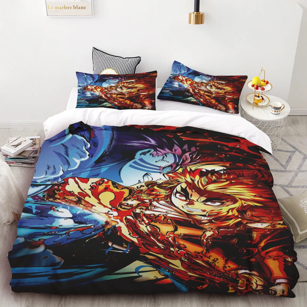 

Duvet Covers Japan Anime 3D Printed Kawaii Demon Slayer Bedding Set Duvet Covers Comforter Bedding Sets Bedclothes Bed Home