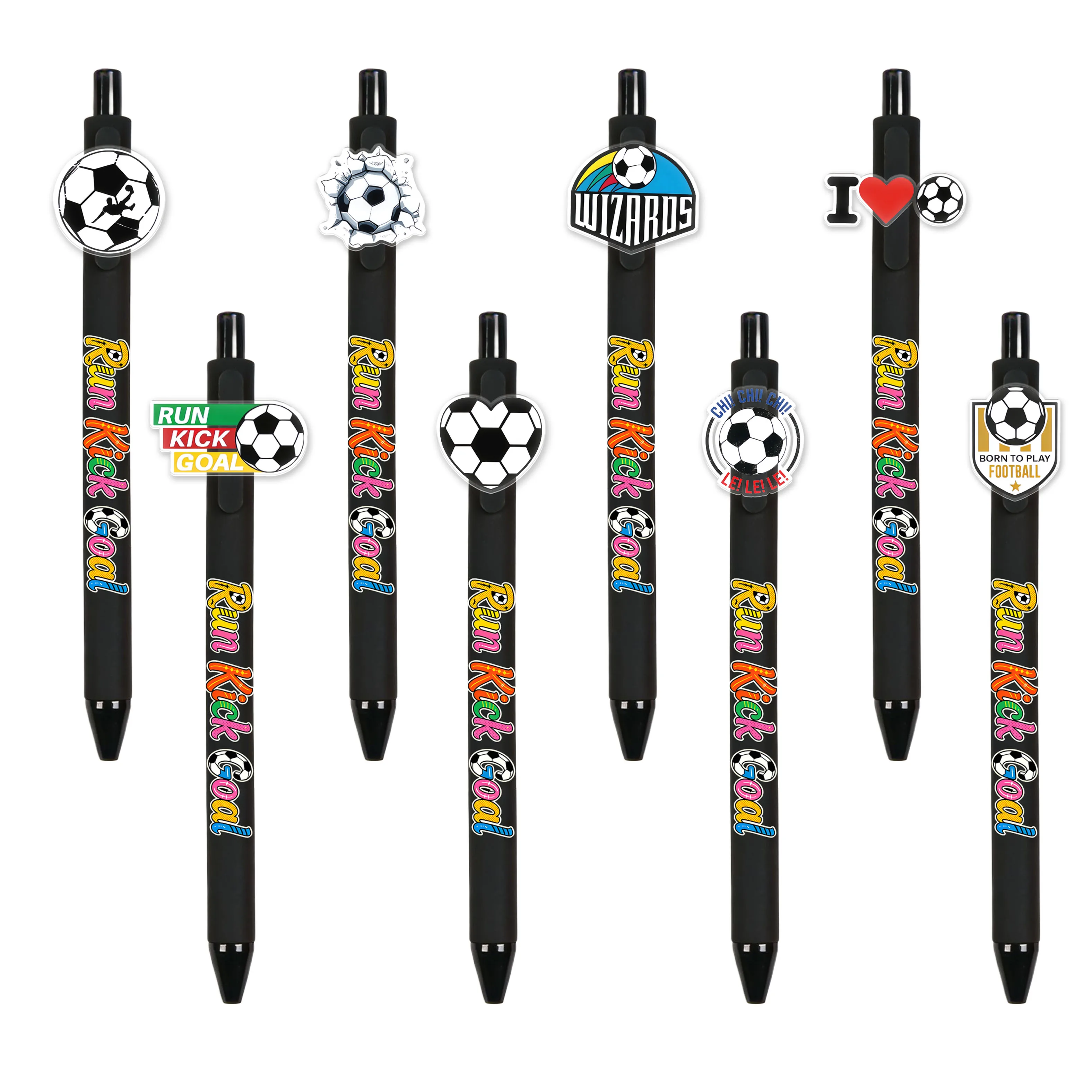

8pcs / 16pcs Black Football Series Ballpoint Pens | Fan Sports Merch Writing Pens, Back-to-School Stationery
