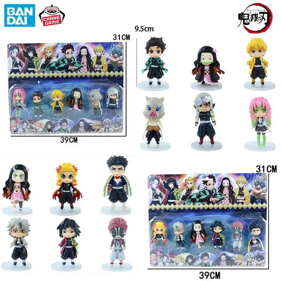 

2style 12pcs Demon Slayer Anime Figure Toy Kimetsu No Yaiba Sitting Tanjiro Nidouzi Inosuke Zenizu PVC Figurine Model Doll Gift