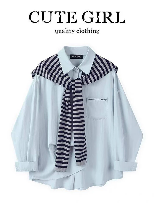 

plus Size 300 Pou Women's Korean Sle Loose Striped irt oulder Wrap Spring Season Long Sve Breathable Comfort...