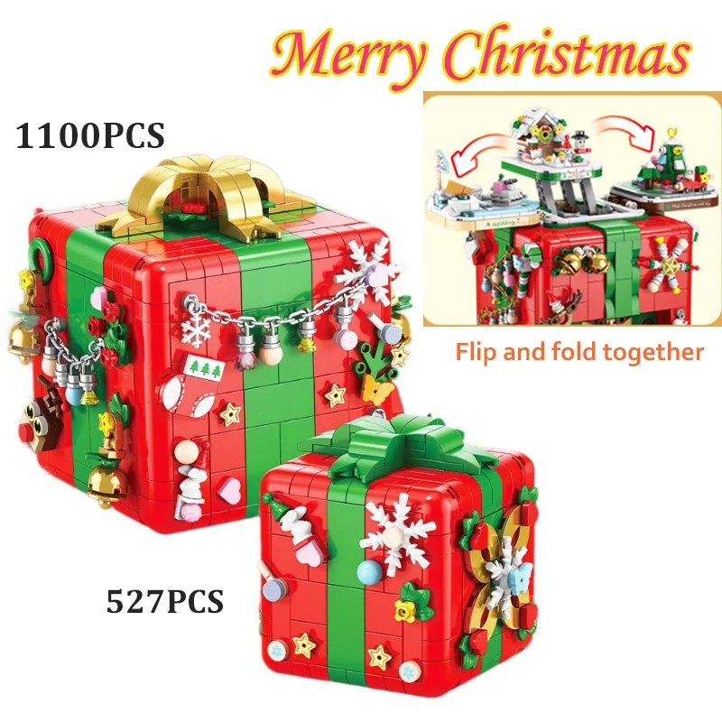 

New Christmas Building Blocks Surprise Mechanism Gift Box Design Assembled Holiday Santa Claus Model Toys Mini Bricks Kids Gifts
