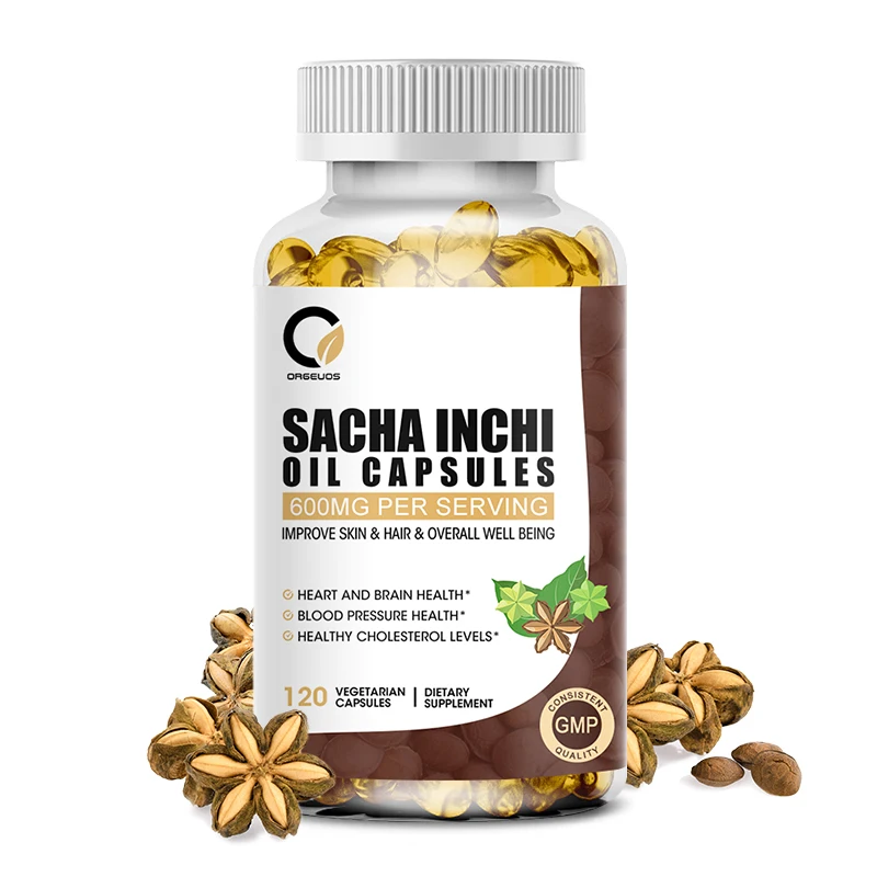 Organic Sacha Inchi Oil Capsules ,Omega 3, 6 and 9 Essential Fatty Acids Amino Acid For Boost Brain and Protect Eyes, Skin ,Nail