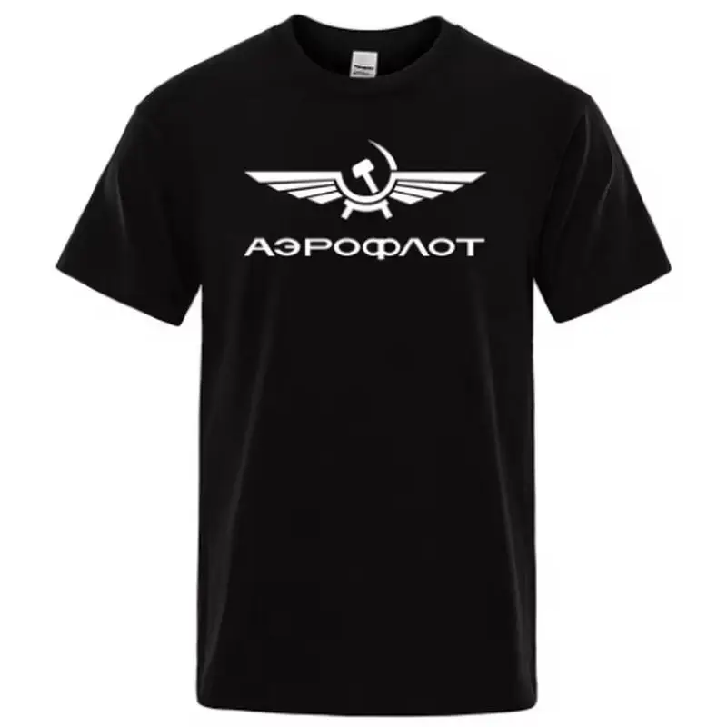 Aeroflot Aviation Russe Pilote Aerospace Aviateur T-Shirt Men Summer Cotton Short Sleeve Fashion Casual Clothes Loose T Shirt