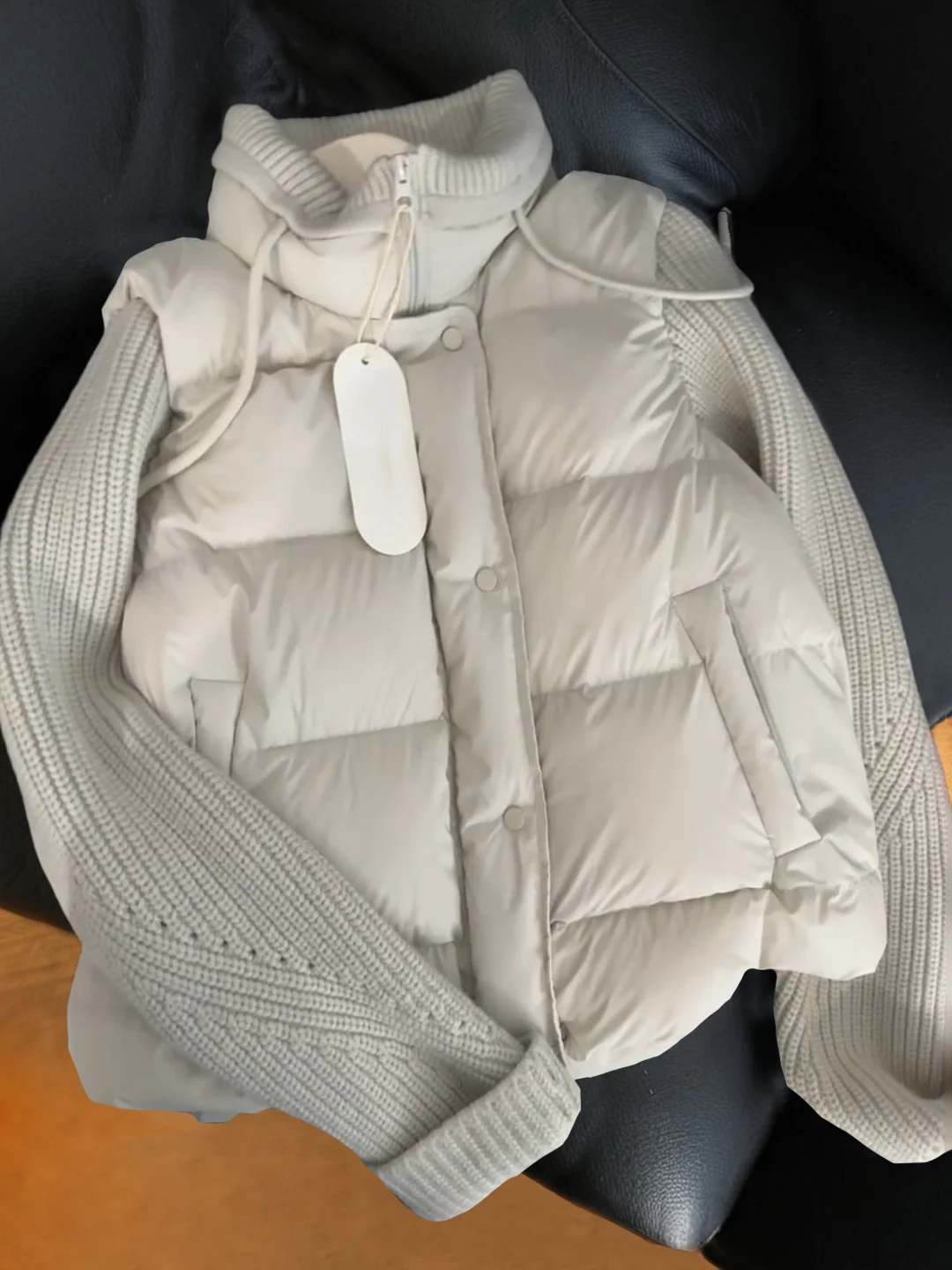 

Корейская вязаная куртка с воротником-стойкой, легкая, теплая, хлопковая, женская, осенне-зимняя, повседневная, универсальная, приталенная, хлопковая