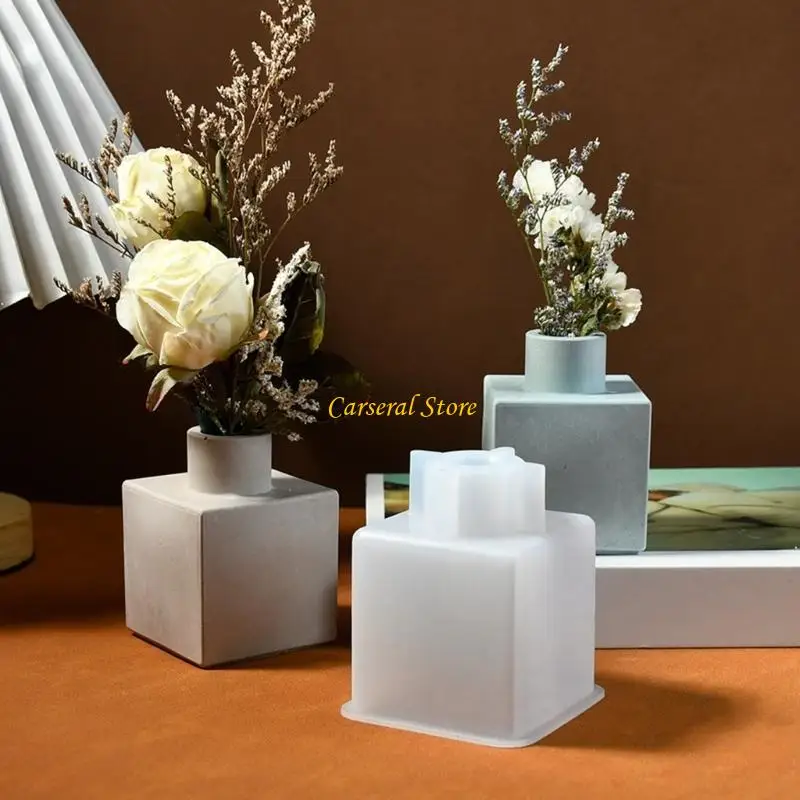 

M4YF Silicone Mold for Cubic Shaped Flower Vase Mold Gypsum Tabletop Decoration Mould