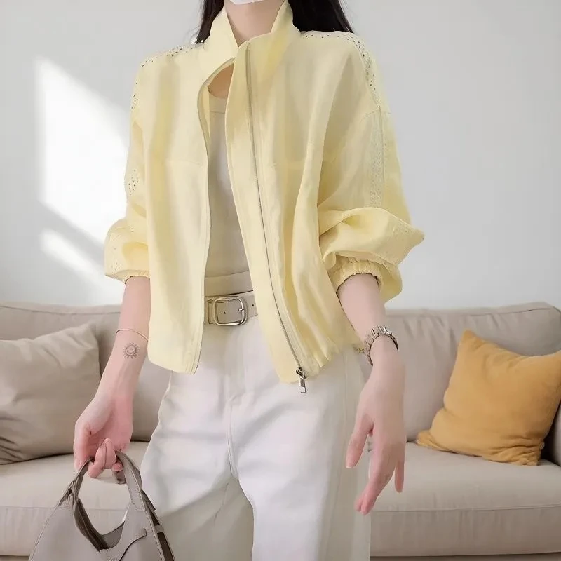 

Short Thin Sunscreen Clothing Women's Coat 2026 Summer New Western-style Loose Casual Lace Collar Joker Outdoor Top Female