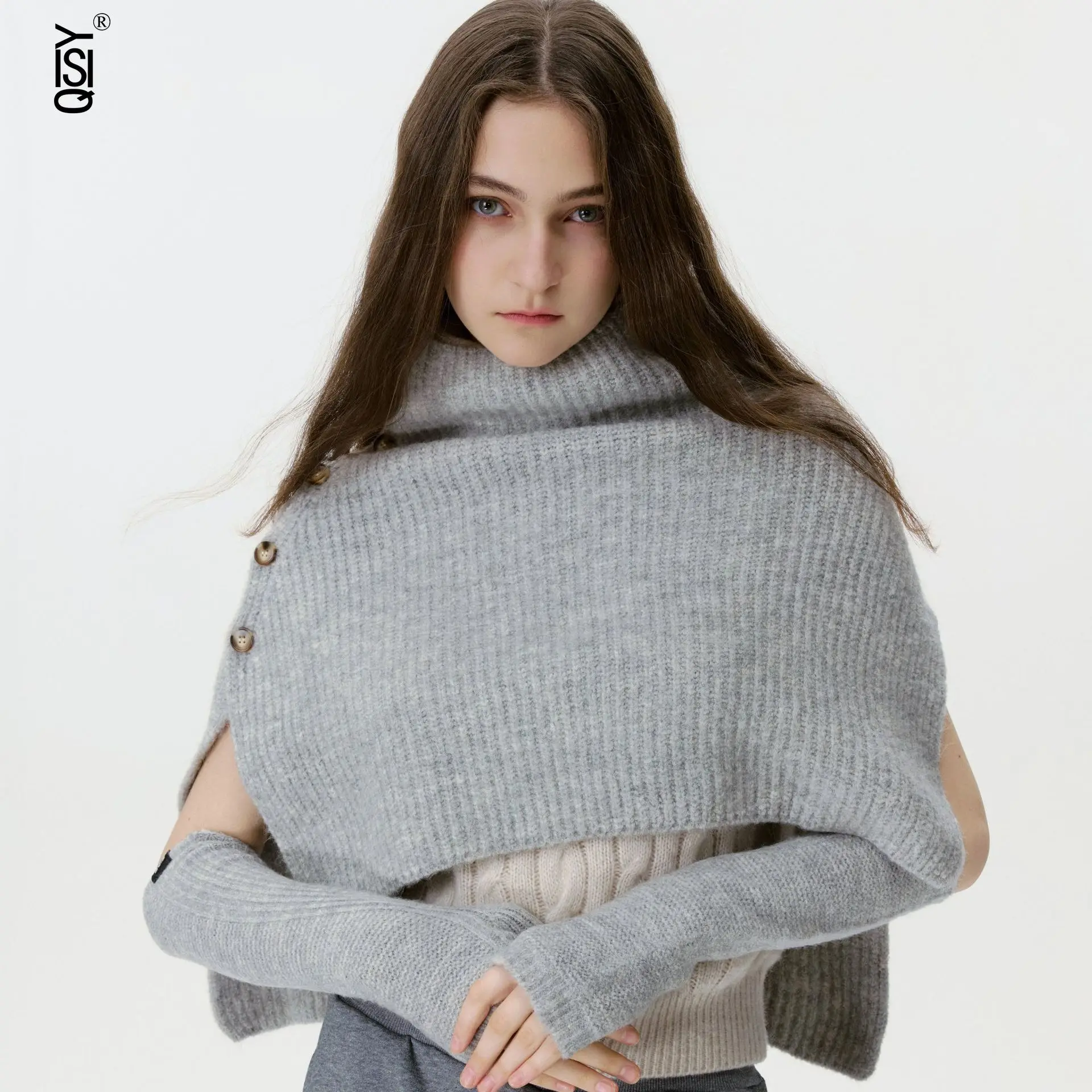 

Korean-style Fashionable and Laid-back High-neck Shawl for Women's Winter Warm Knitted Neck Collar