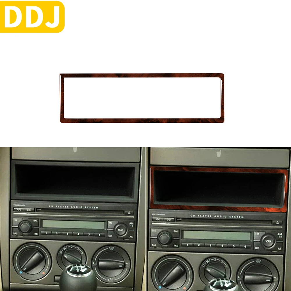 

For VW Golf 4 Mk4 1999-2004 Accessories Wood Grain Plastic Car Interior Radio Frame Cover Trim Sticker