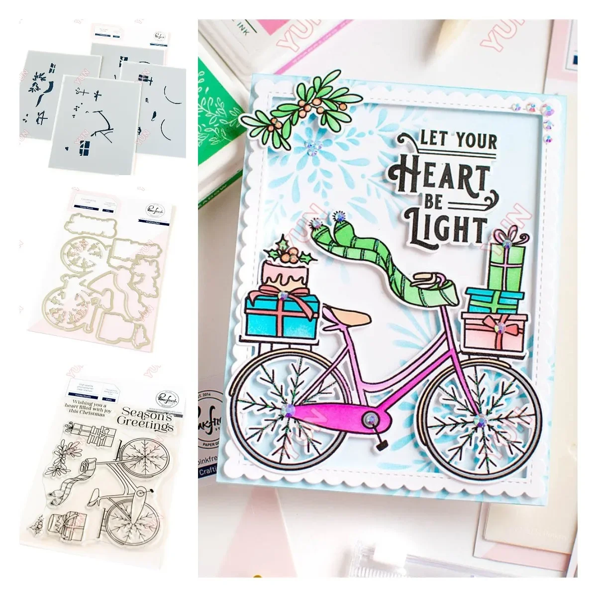 

Holiday Bicycle Metal Cutting Dies and Stamps Layering Stencils Set DIY Making Scrapbooking Crafts Greeting Card Decoration Mold