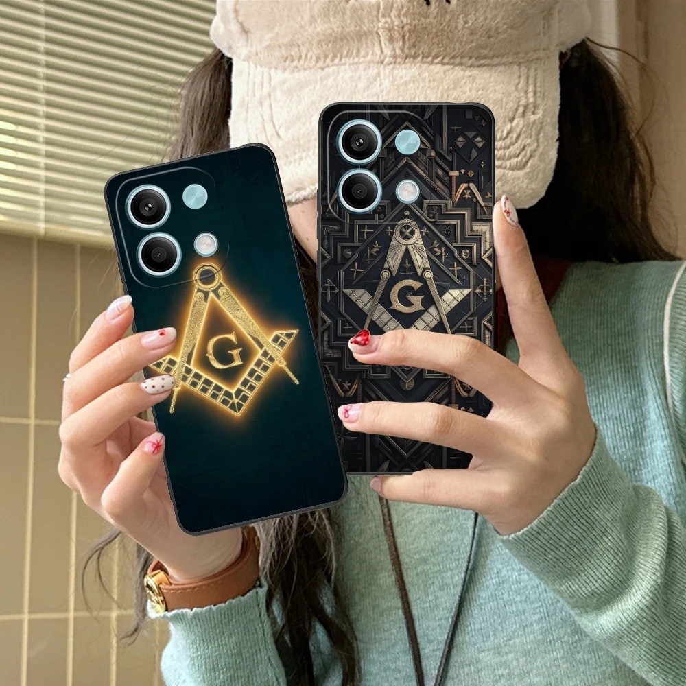 Fashion Freemason Mobile Cell Phone Case for Xiaomi Redmi Note 13 12 11 10 9 8 7 6 S A Pro Lite Plus 5G Black Phone Cover Shell