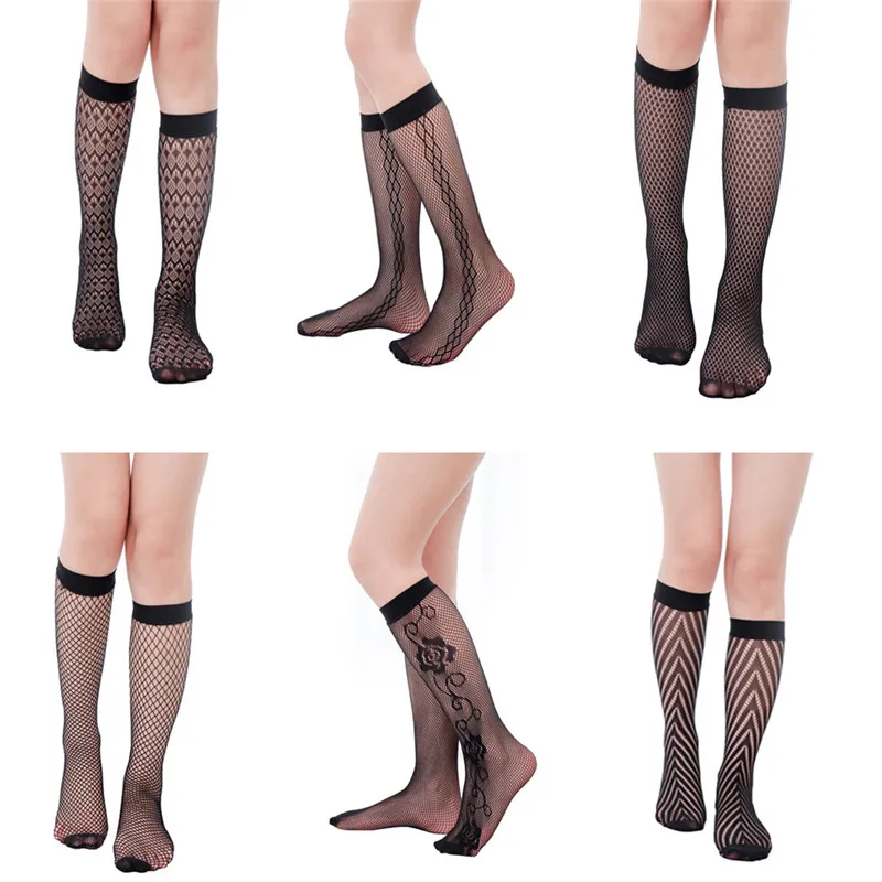 

DOIAESKV Fishnet Socks Women Mesh Lace Fish Net Sexy Ladies Short Glitzy Transparent Woman Summer High Socks Black Streetwear