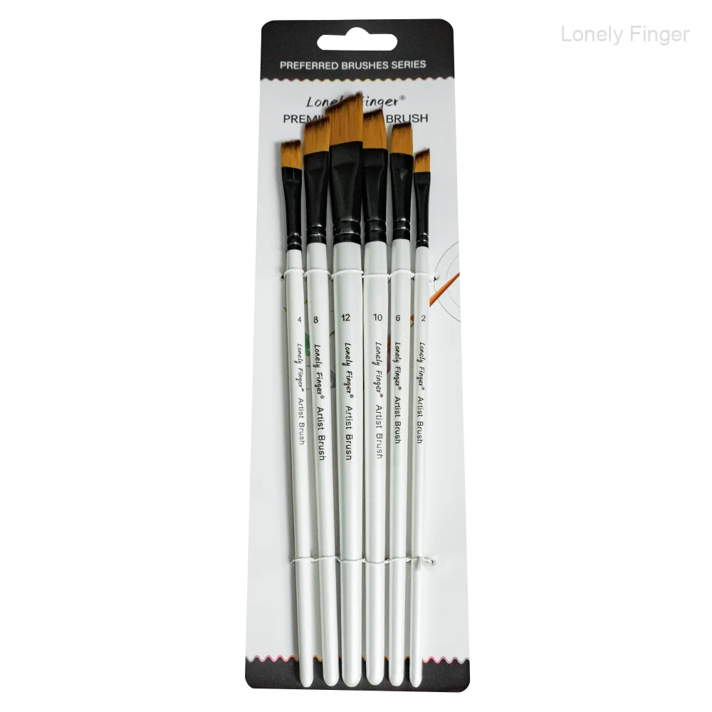 6 uds pinceles de pintura angulares pelo de nailon juego de pinceles de Pait de acuarela en ángulo para acuarelas acrílicos tintas Gouache aceite y Tempera, 6 piezas