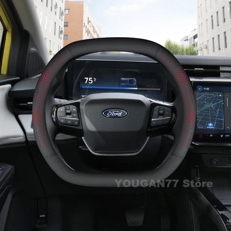 

Leather Car Steering Wheel Cover For ALL NEW Ford Puma 2025 Non-slip Auto Steering Wheel Ford Puma Accessories 2025