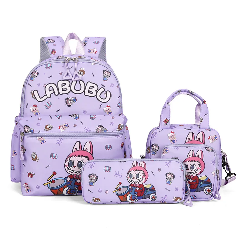 

4PCS LABUBU Children Schoolbag Kindergarten backpack Girl Boy Shoulder Bag Cute Cartoon Messenger Bag Pencil case Coin Purse Set