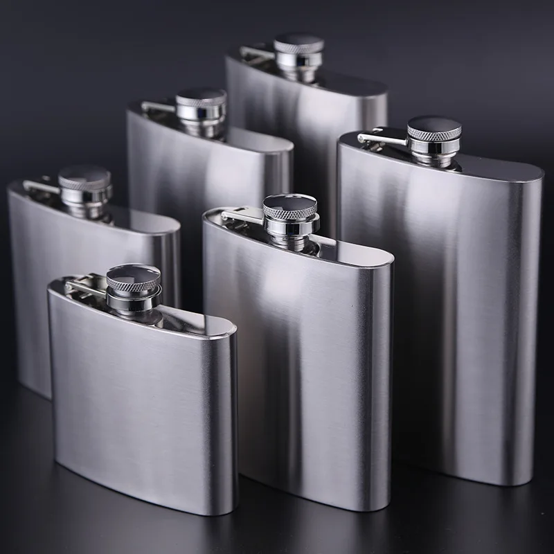 1-10oz Stainless Steel Hip Flask Wine Whisky Pot Bottle For Men Portable Drinker Alcohol Container Pocket Wine Bottle Screw Cap