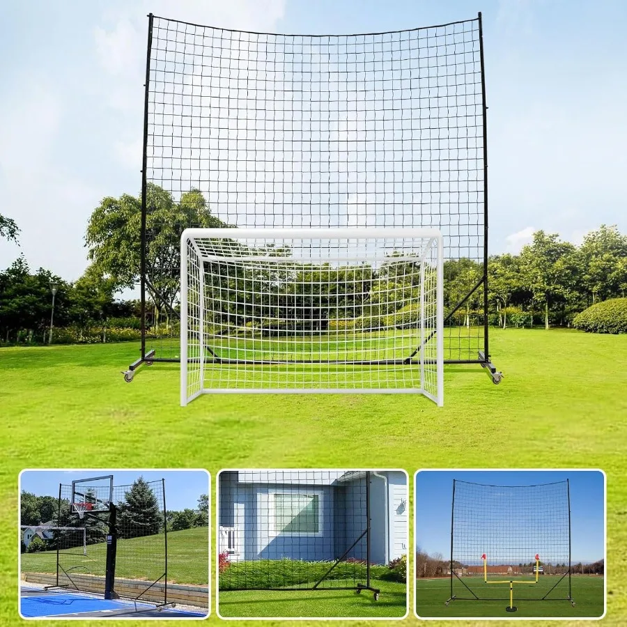 

Ball Stop Net System with Wheels Movable Socketed Ball Stop Net Sports Netting Backyard 10FT to 12FT High Backstop Net for Barr