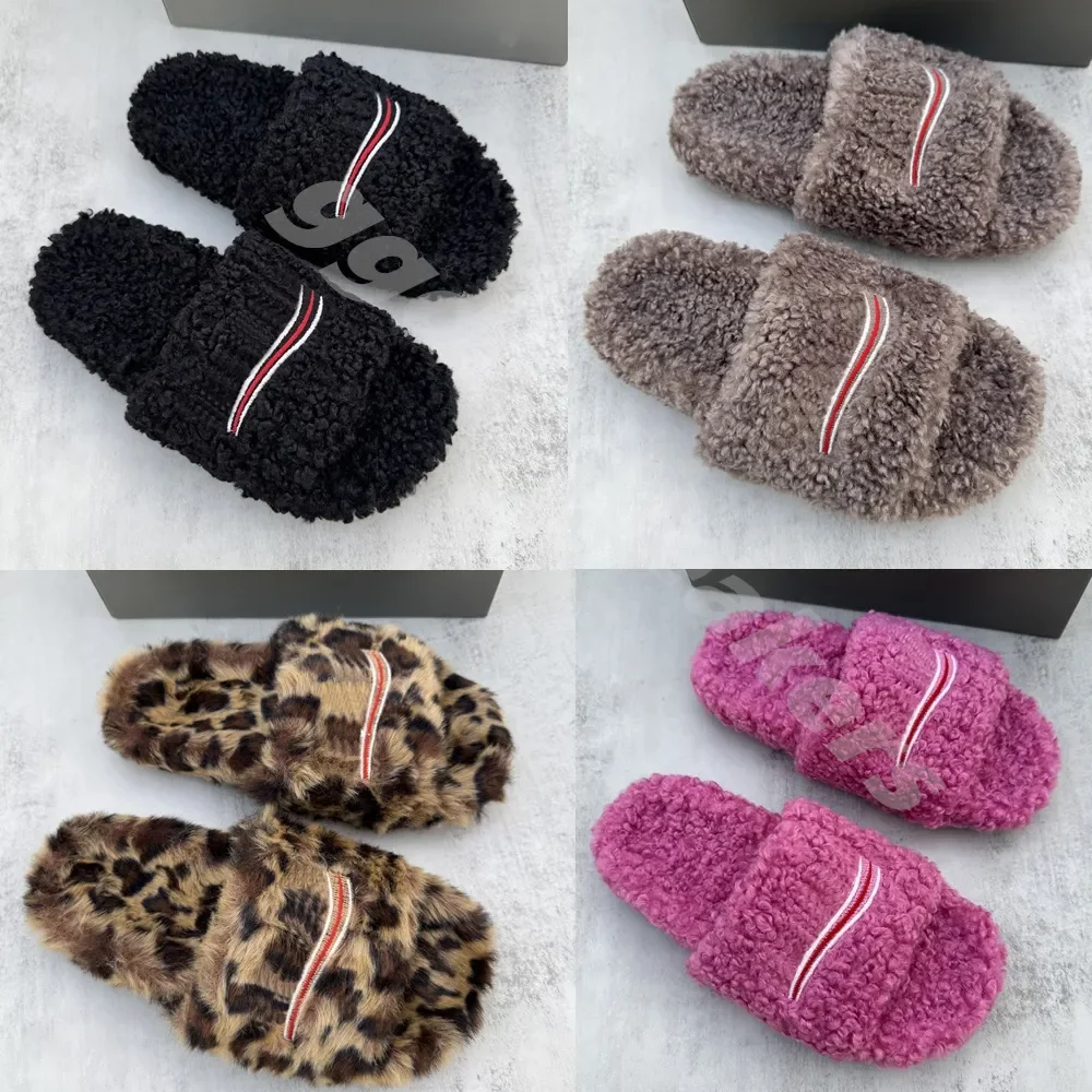 

Luxury Slides Paris Designer men women Slippers Ladies Wool Winter Fur Fluffy Furry Warm Letters Sandals Comfortable Fuzzy Girl