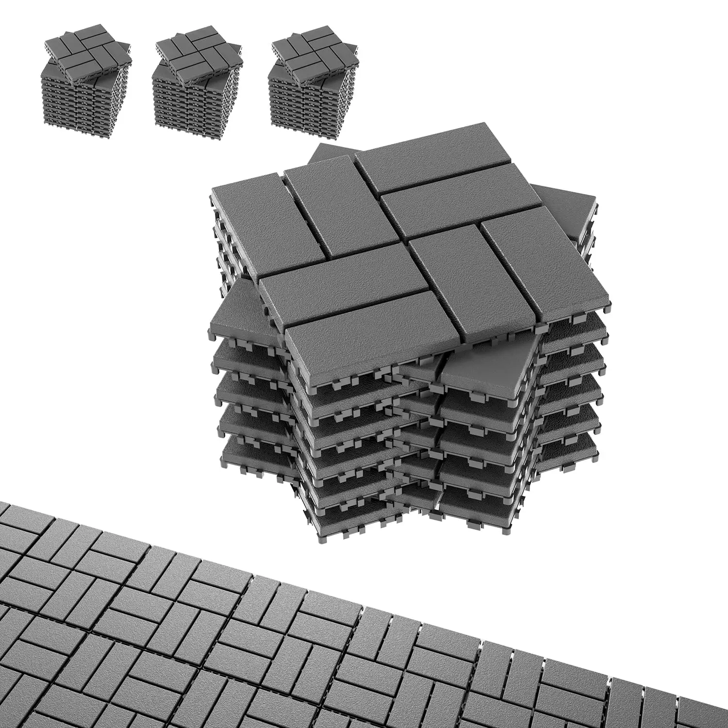 Interlocking Deck Tiles, Patio Deck Tiles, 44 Pack Deck Tiles Interlocking Outdoor All Weather, 12"x12", 8 Slat, 44 Sq. Ft