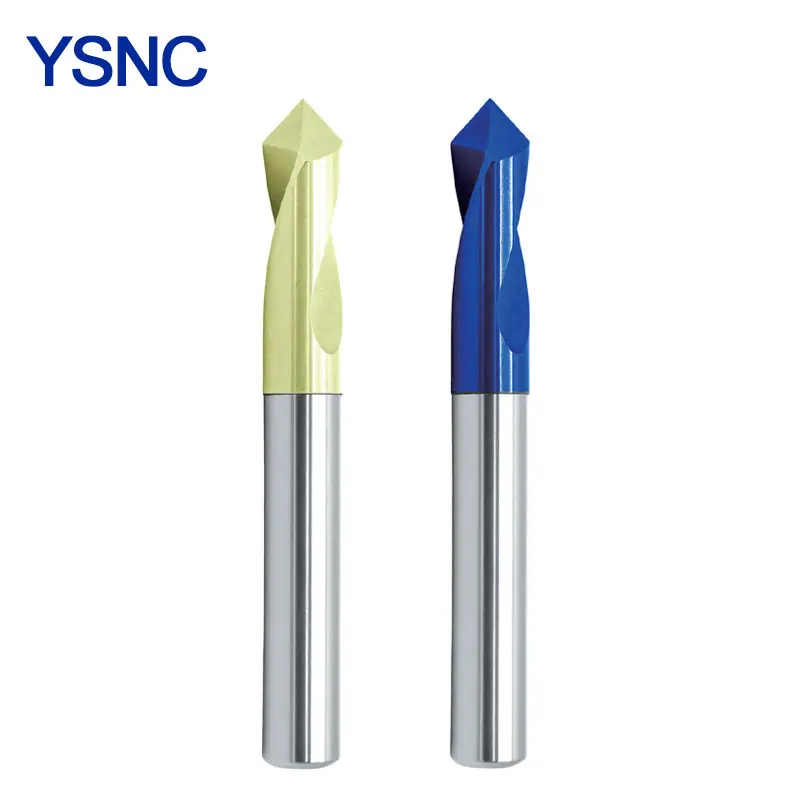 

YSNC HRC65 HRC75 Solid Carbide Center Drill End Mill 60° 90° 120° Tungsten Steel CNC Blue and Gold End Mill 2-Flute Center Drill